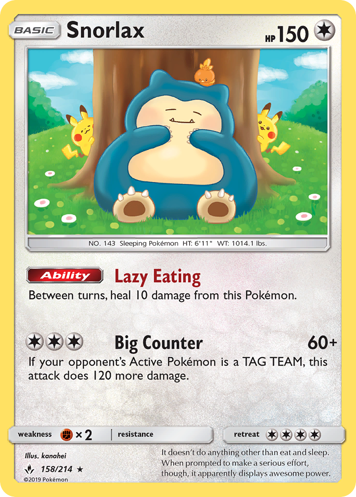 Snorlax (158/214) [Sun & Moon: Unbroken Bonds] | Card Merchant Takapuna