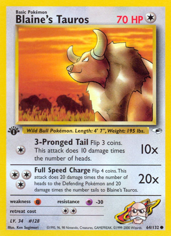 Blaine's Tauros (64/132) [Gym Heroes 1st Edition] | Card Merchant Takapuna