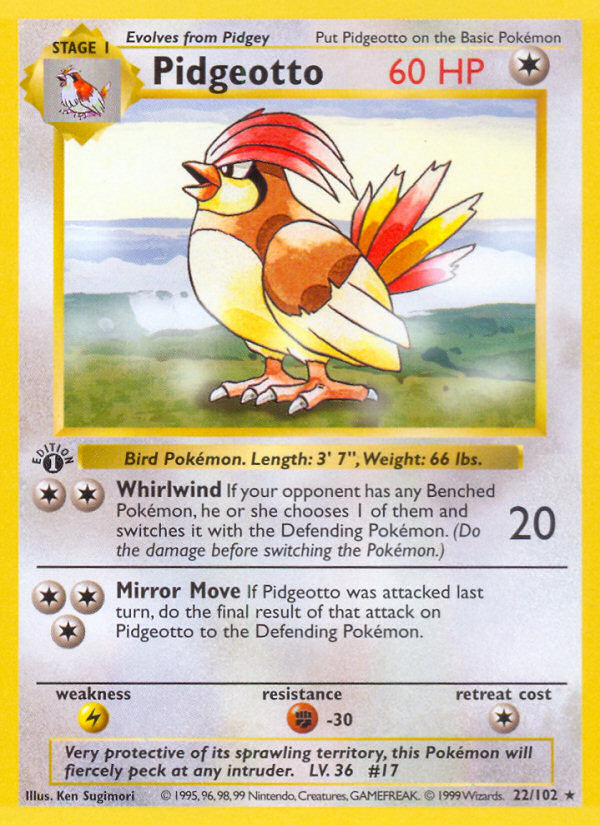 Pidgeotto (22/102) (Shadowless) [Base Set 1st Edition] | Card Merchant Takapuna