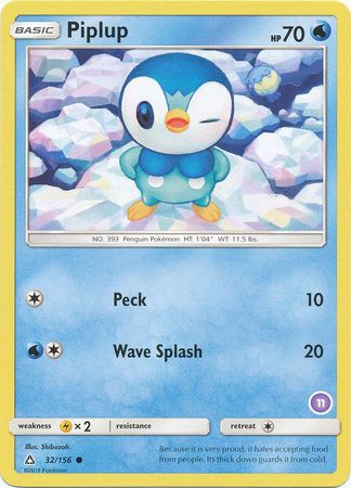 Piplup (32/156) (Deck Exclusive #11) [Sun & Moon: Trainer Kit - Alolan Sandslash] | Card Merchant Takapuna