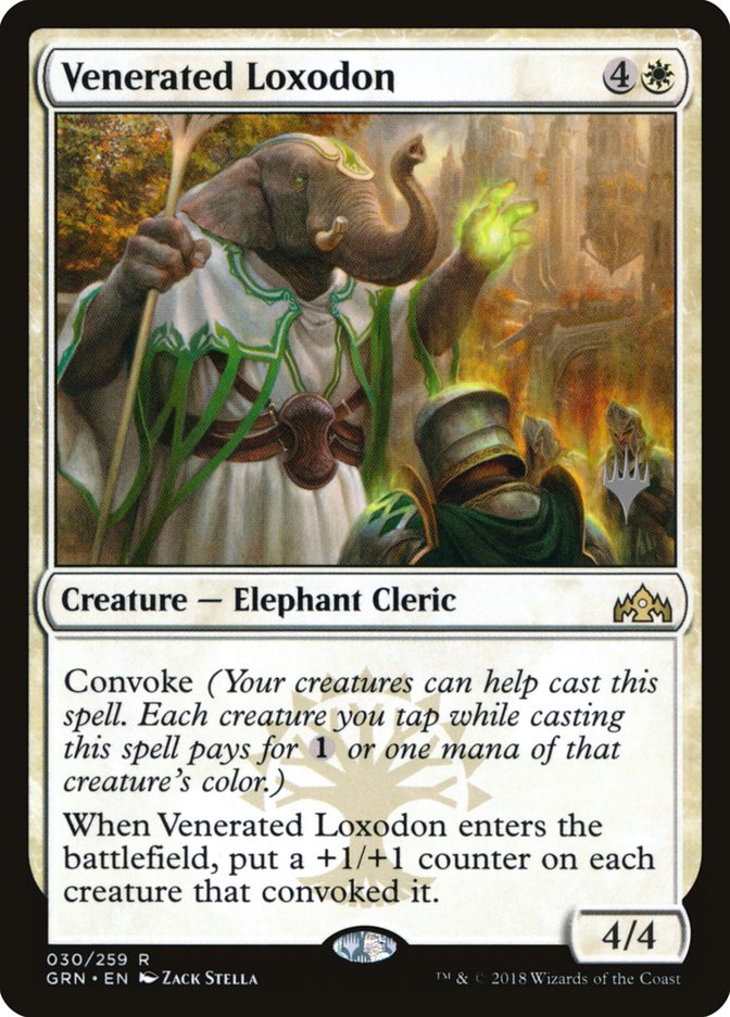 Venerated Loxodon (Promo Pack) [Guilds of Ravnica Promos] | Card Merchant Takapuna