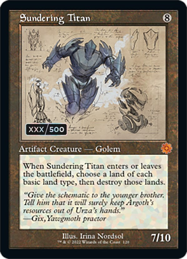 Sundering Titan (Retro Schematic) (Serialized) [The Brothers' War Retro Artifacts] | Card Merchant Takapuna