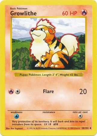 Growlithe (28/102) [Base Set Shadowless Unlimited] | Card Merchant Takapuna