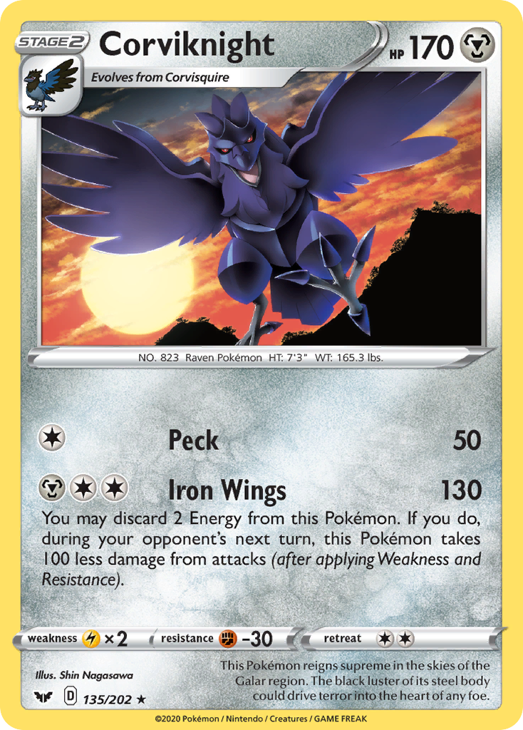 Corviknight (135/202) [Sword & Shield: Base Set] | Card Merchant Takapuna