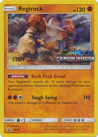 Regirock (SM74) (Staff Prerelease Promo) [Sun & Moon: Black Star Promos] | Card Merchant Takapuna