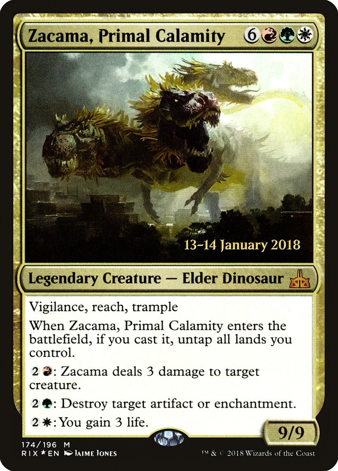 Zacama, Primal Calamity [Rivals of Ixalan Prerelease Promos] | Card Merchant Takapuna