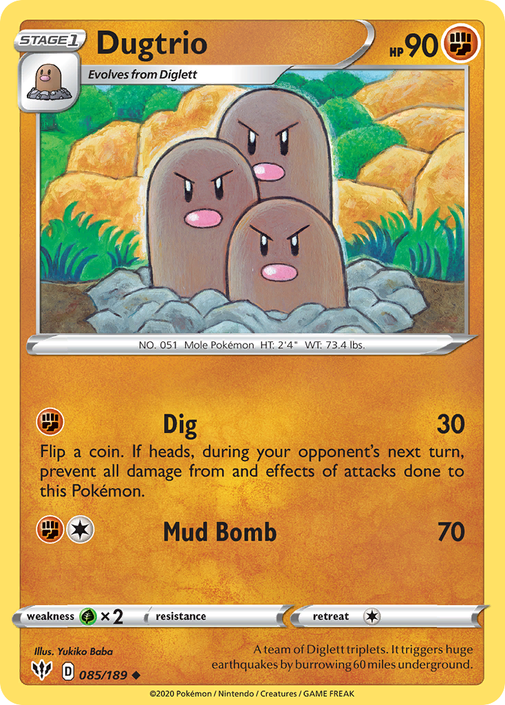 Dugtrio (085/189) [Sword & Shield: Darkness Ablaze] | Card Merchant Takapuna