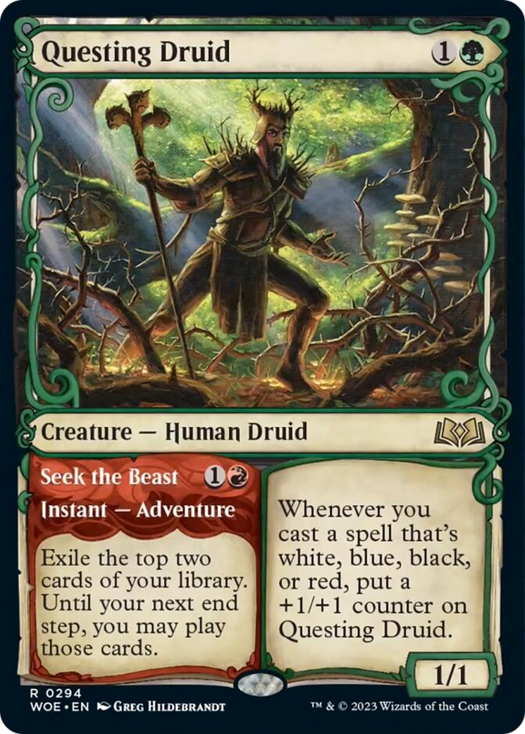 Questing Druid // Seek the Beast (Showcase) [Wilds of Eldraine] | Card Merchant Takapuna