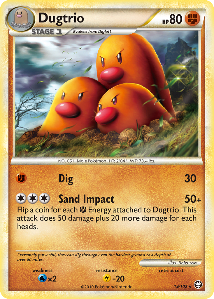 Dugtrio (19/102) [HeartGold & SoulSilver: Triumphant] | Card Merchant Takapuna