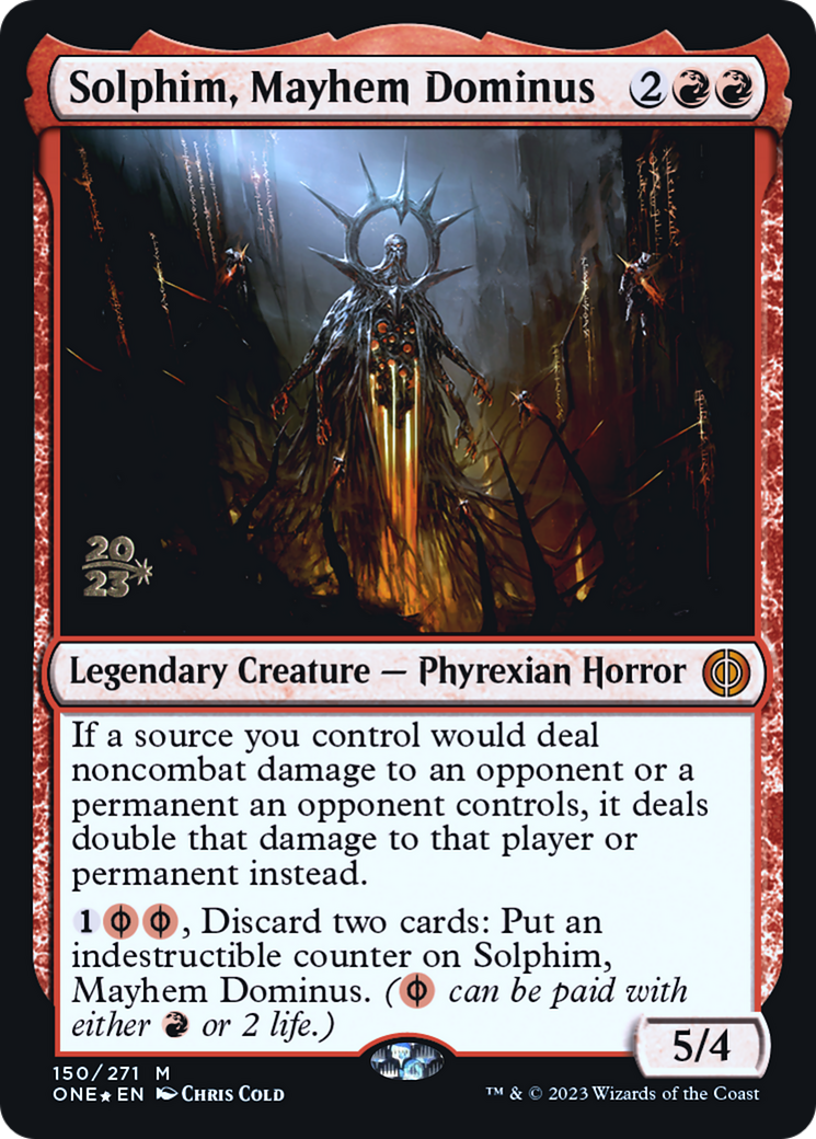 Solphim, Mayhem Dominus [Phyrexia: All Will Be One Prerelease Promos] | Card Merchant Takapuna