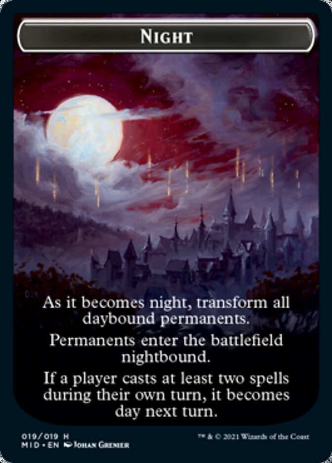 Day // Night Double-Sided Token [Innistrad: Midnight Hunt Tokens] | Card Merchant Takapuna