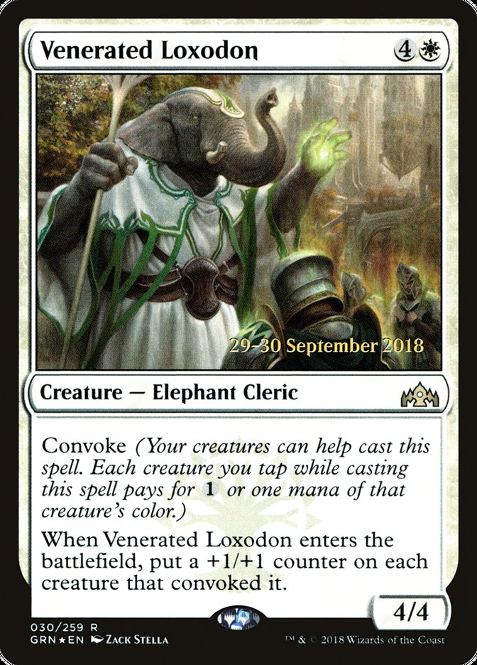 Venerated Loxodon [Guilds of Ravnica Prerelease Promos] | Card Merchant Takapuna