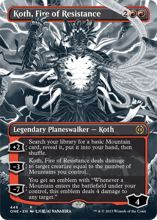 Koth, Fire of Resistance (Borderless Manga Step-and-Compleat Foil) [Phyrexia: All Will Be One] | Card Merchant Takapuna