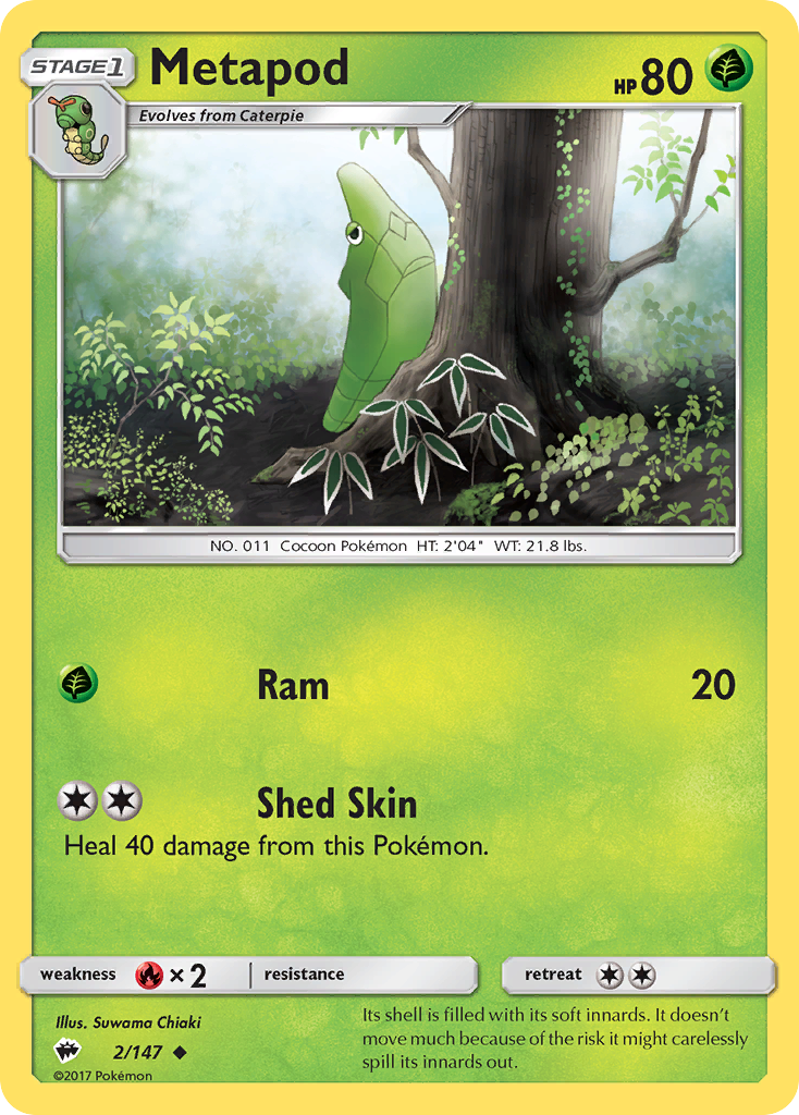 Metapod (2/147) [Sun & Moon: Burning Shadows] | Card Merchant Takapuna