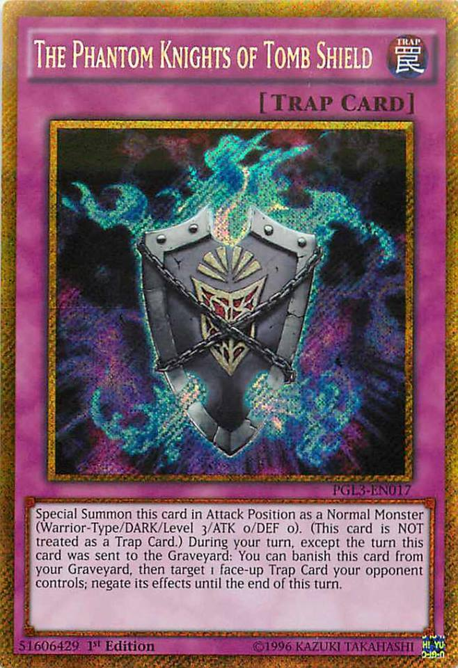 The Phantom Knights of Tomb Shield [PGL3-EN017] Gold Secret Rare | Card Merchant Takapuna