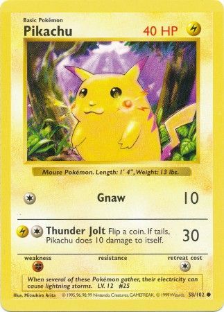 Pikachu (58/102) (Red Cheeks Misprint) [Base Set Shadowless Unlimited] | Card Merchant Takapuna