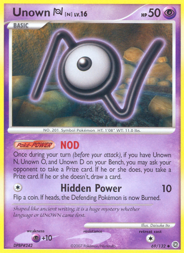 Unown N (69/132) [Diamond & Pearl: Secret Wonders] | Card Merchant Takapuna