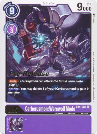 Cerberusmon: Werewolf Mode [BT4-086] [Great Legend Pre-Release Promos] | Card Merchant Takapuna