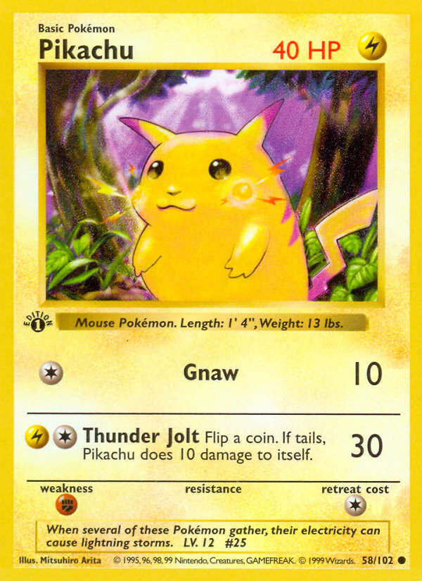 Pikachu (58/102) (Shadowless) [Base Set 1st Edition] | Card Merchant Takapuna