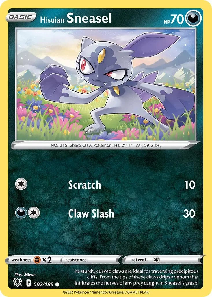 Hisuian Sneasel (092/189) (Theme Deck Exclusive) [Sword & Shield: Astral Radiance] | Card Merchant Takapuna