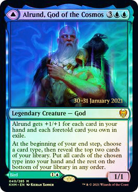 Alrund, God of the Cosmos // Hakka, Whispering Raven [Kaldheim Prerelease Promos] | Card Merchant Takapuna