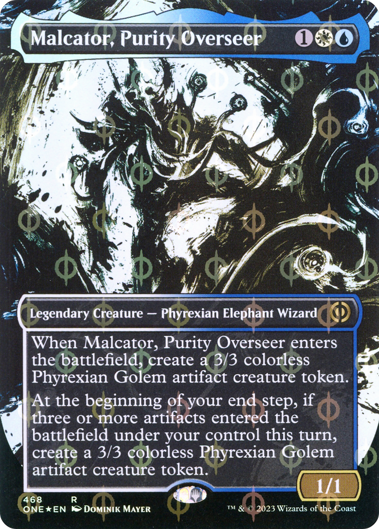 Malcator, Purity Overseer (Borderless Ichor Step-and-Compleat Foil) [Phyrexia: All Will Be One] | Card Merchant Takapuna