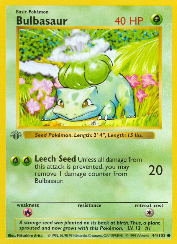 Bulbasaur (44/102) (Shadowless) [Base Set 1st Edition] | Card Merchant Takapuna