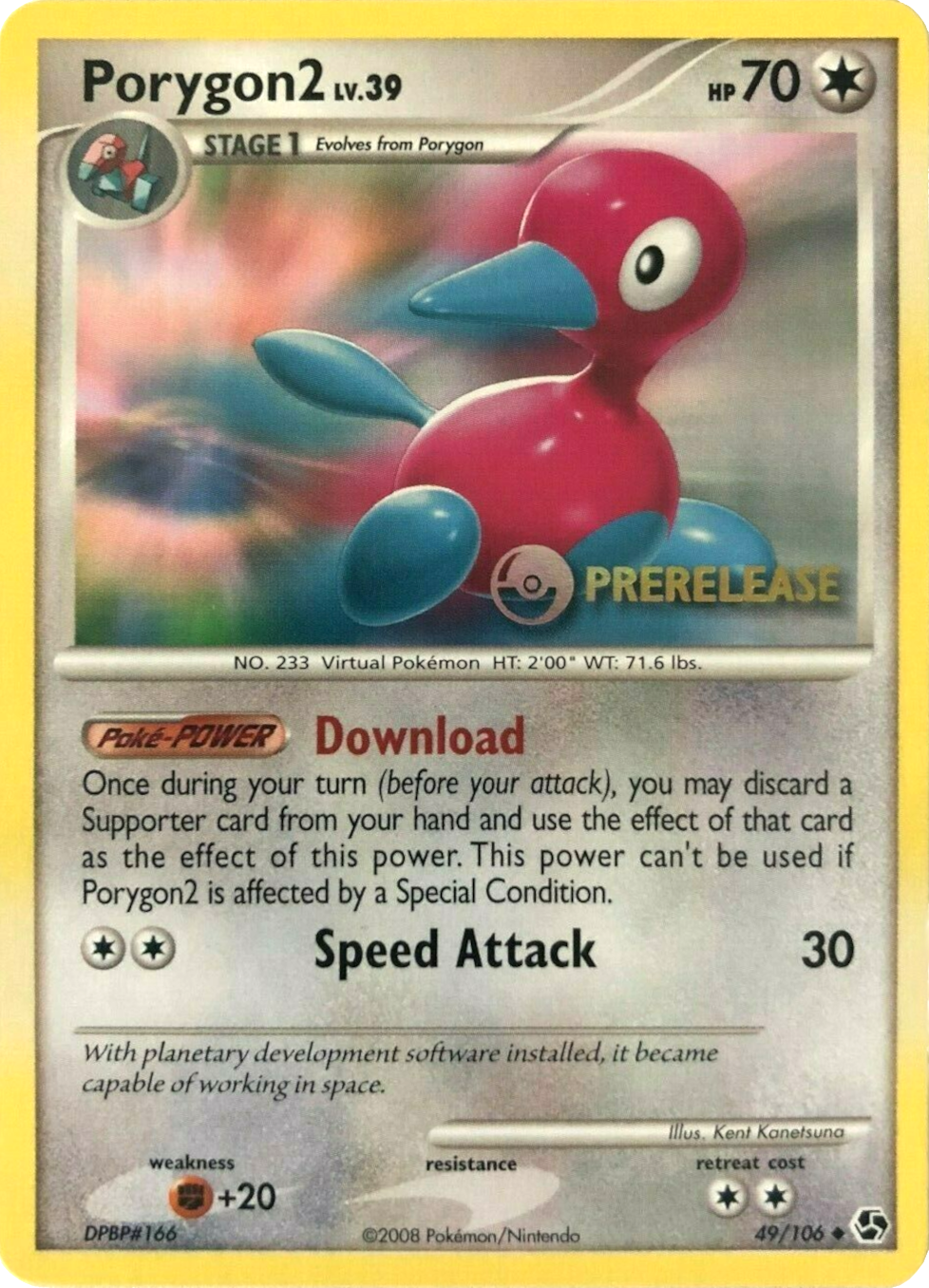 Porygon2 (49/106) (Prerelease Promo) [Diamond & Pearl: Black Star Promos] | Card Merchant Takapuna