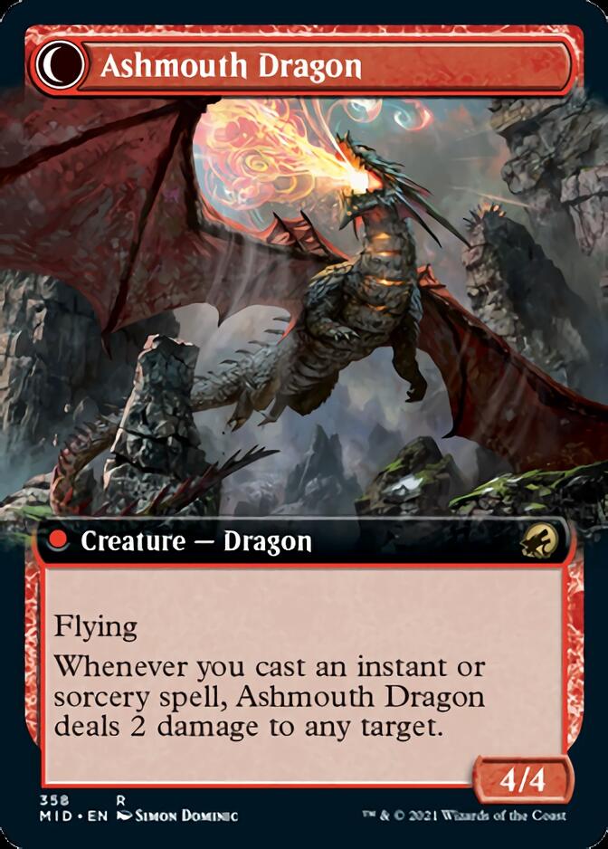 Smoldering Egg // Ashmouth Dragon (Extended Art) [Innistrad: Midnight Hunt] | Card Merchant Takapuna