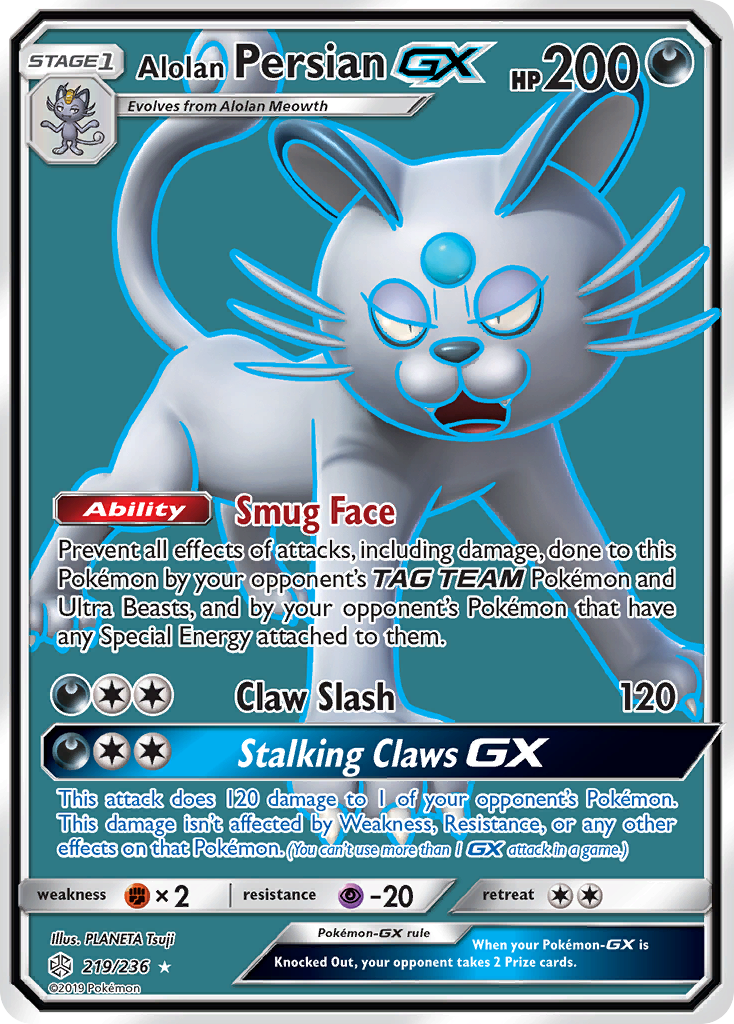 Alolan Persian GX (219/236) [Sun & Moon: Cosmic Eclipse] | Card Merchant Takapuna