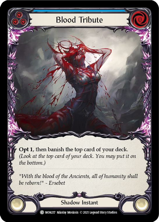 Blood Tribute (Blue) [MON217] (Monarch)  1st Edition Normal | Card Merchant Takapuna