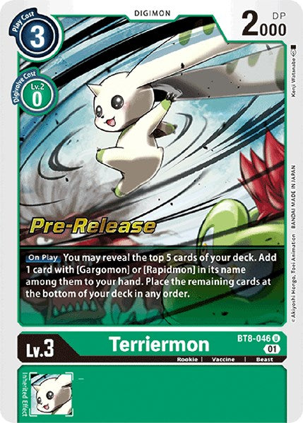 Terriermon [BT8-046] [New Awakening Pre-Release Cards] | Card Merchant Takapuna