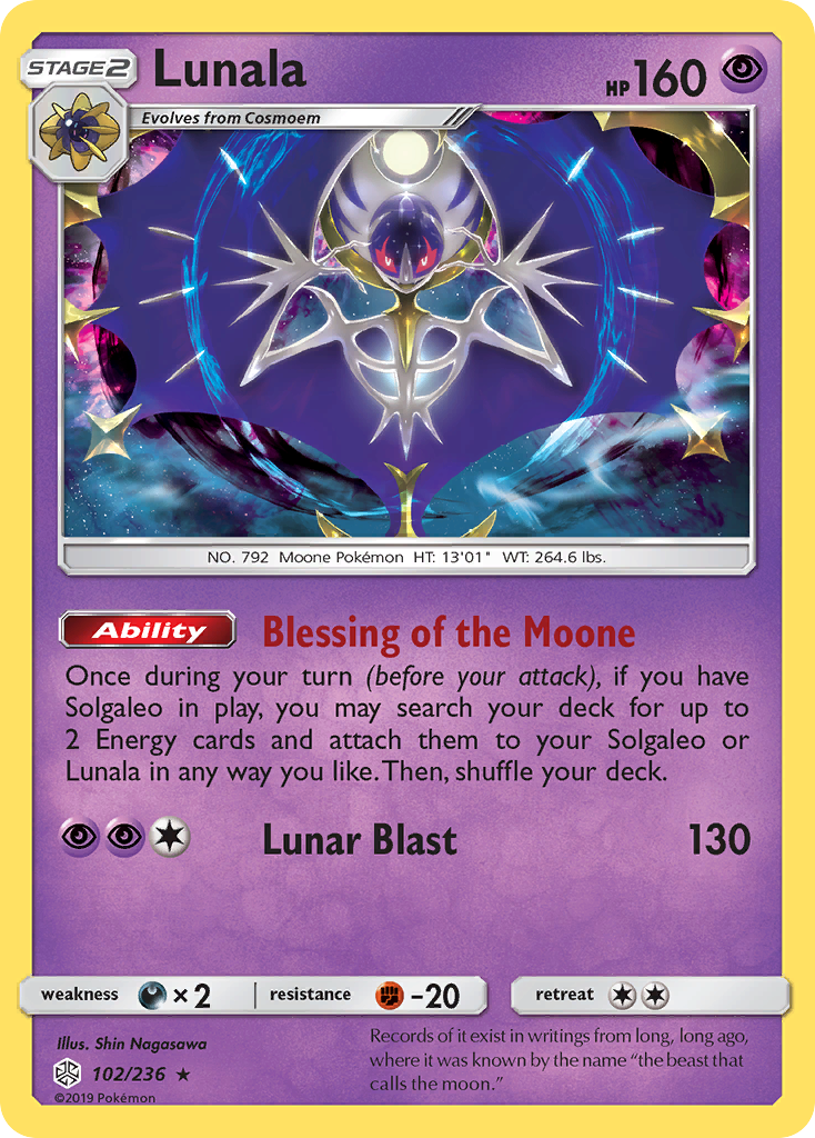 Lunala (102/236) [Sun & Moon: Cosmic Eclipse] | Card Merchant Takapuna