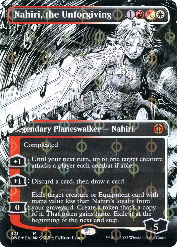 Nahiri, the Unforgiving (Borderless Manga Step-and-Compleat Foil) [Phyrexia: All Will Be One] | Card Merchant Takapuna