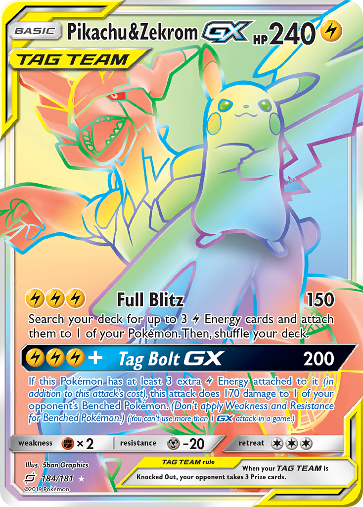 Pikachu & Zekrom GX (184/181) [Sun & Moon: Team Up] | Card Merchant Takapuna