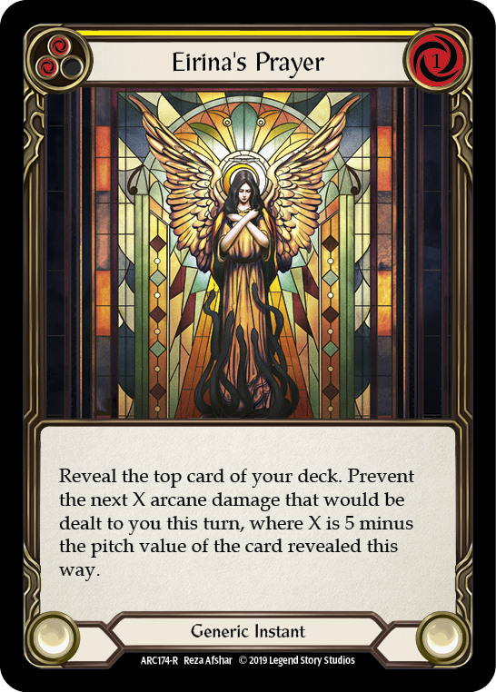 Eirina's Prayer (Yellow) [ARC174-R] (Arcane Rising)  1st Edition Rainbow Foil | Card Merchant Takapuna