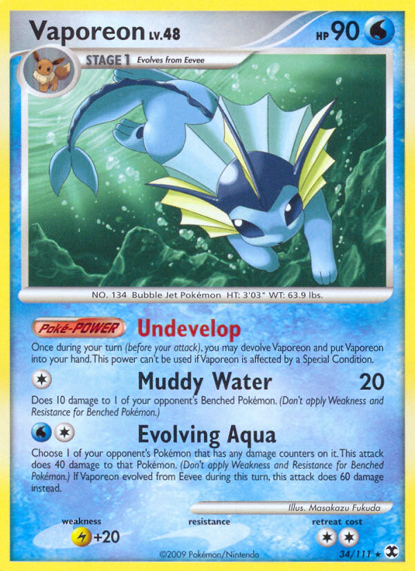 Vaporeon (34/111) [Platinum: Rising Rivals] | Card Merchant Takapuna