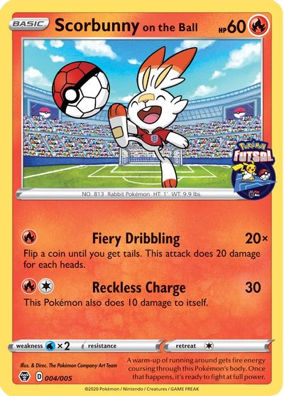 Scorbunny on the Ball (004/005) [Pokemon Futsal Collection] | Card Merchant Takapuna