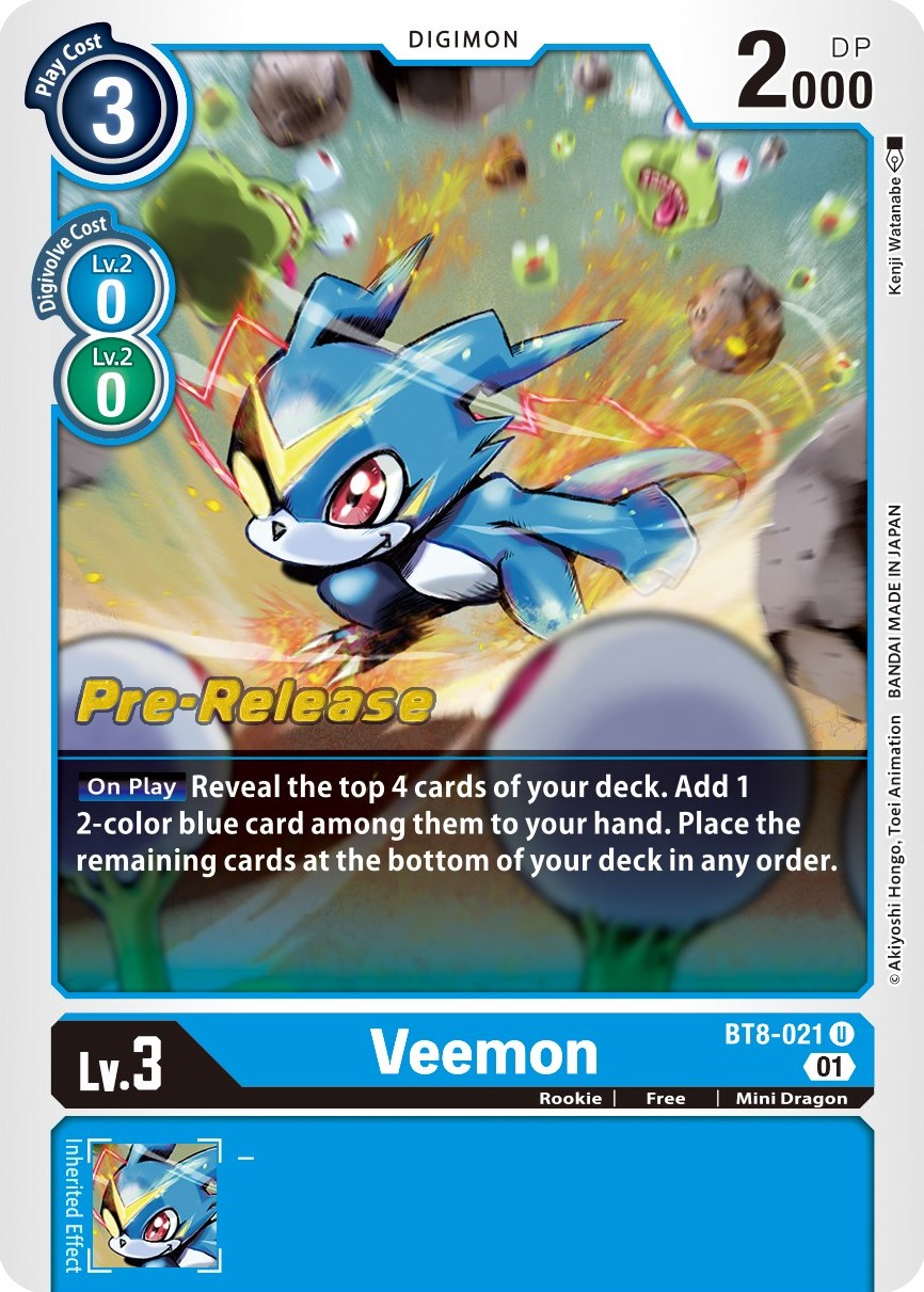 Veemon [BT8-021] [New Awakening Pre-Release Cards] | Card Merchant Takapuna