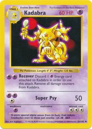 Kadabra (32/102) [Base Set Shadowless Unlimited] | Card Merchant Takapuna