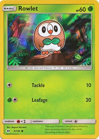 Rowlet (9/149) (Water Web Holo) [Sun & Moon: Base Set] | Card Merchant Takapuna