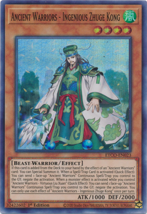 Ancient Warriors - Ingenious Zhuge Kong [ETCO-EN023] Super Rare | Card Merchant Takapuna