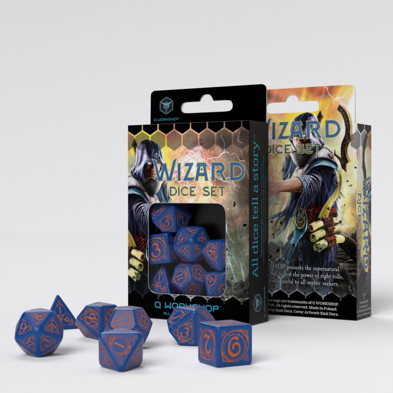 Wizard Dark-Blue & Orange Dice Set 7 | Card Merchant Takapuna